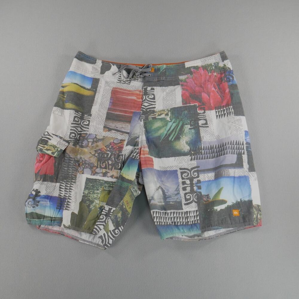 Quiksilver‎ Voyageur Swim Trunks Abstract Multicolor Print Mens Size 38 Summer